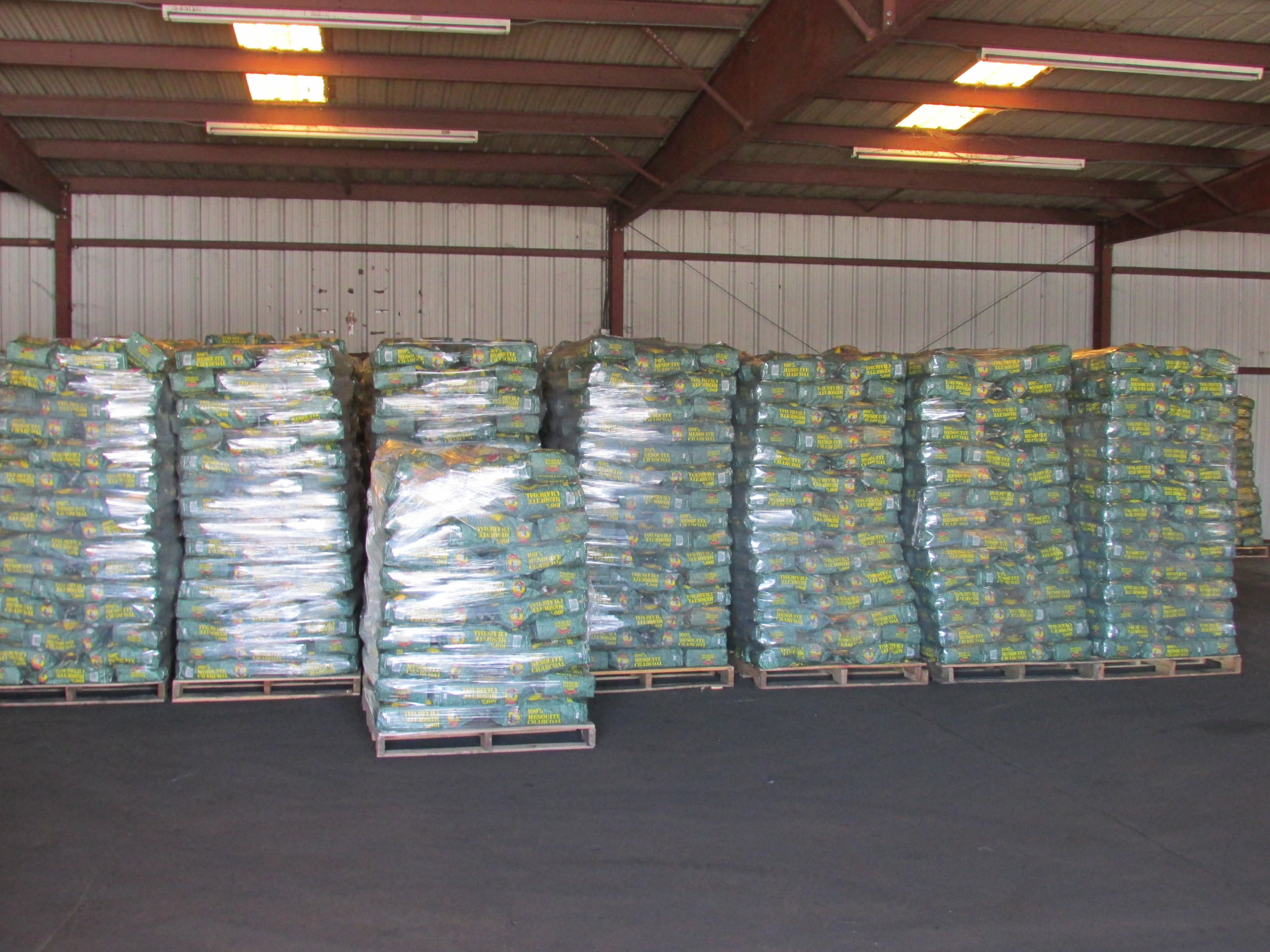 Warehouse full of wrapped pallets ready for shipping