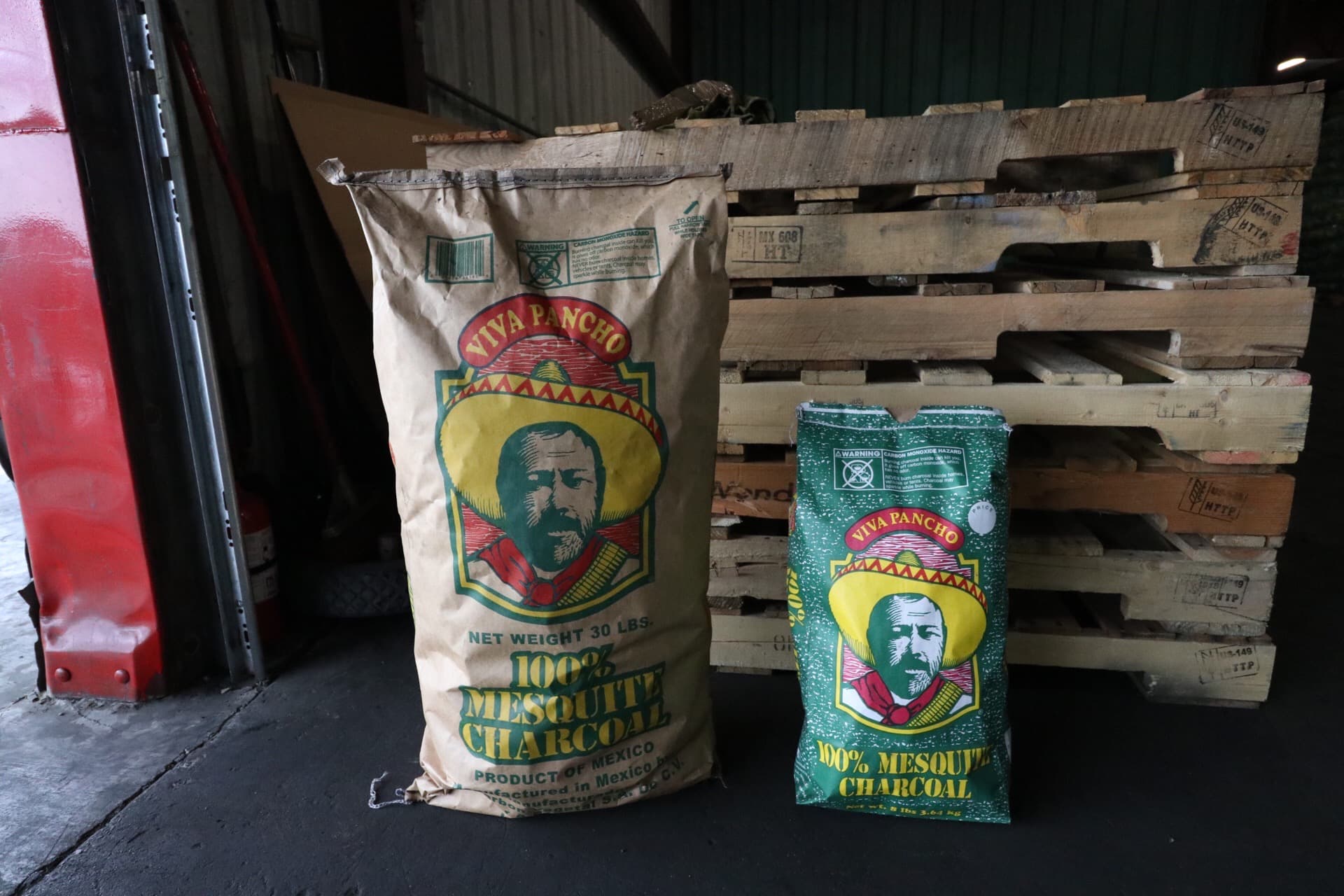 Viva Pancho 30lb and 8lb mesquite charcoal bags